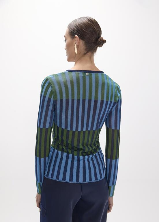 Lola Casademunt Bicolor ribbed sweater verde-azul