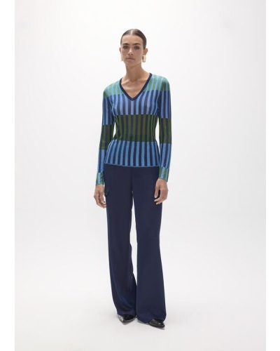 Lola Casademunt Bicolor ribbed sweater verde-azul
