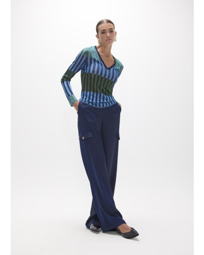 Lola Casademunt Bicolor ribbed sweater verde-azul