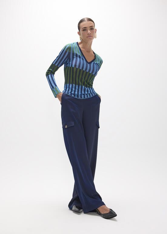 Lola Casademunt Bicolor ribbed sweater verde-azul