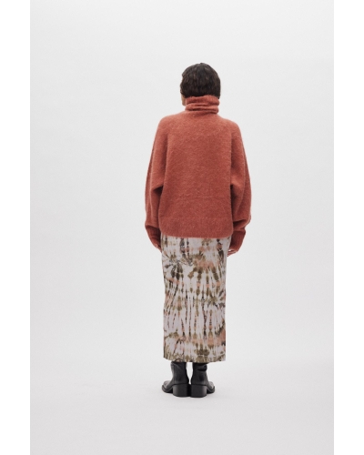 Rabens Saloner Mabeka - Fluffy knit funnel neck sweater redwood