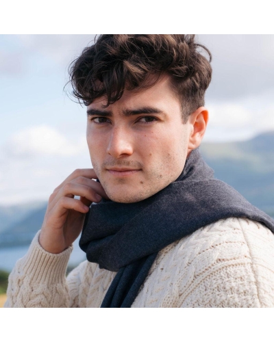 John Hanly Merino luxury wool scarf solid charcoal