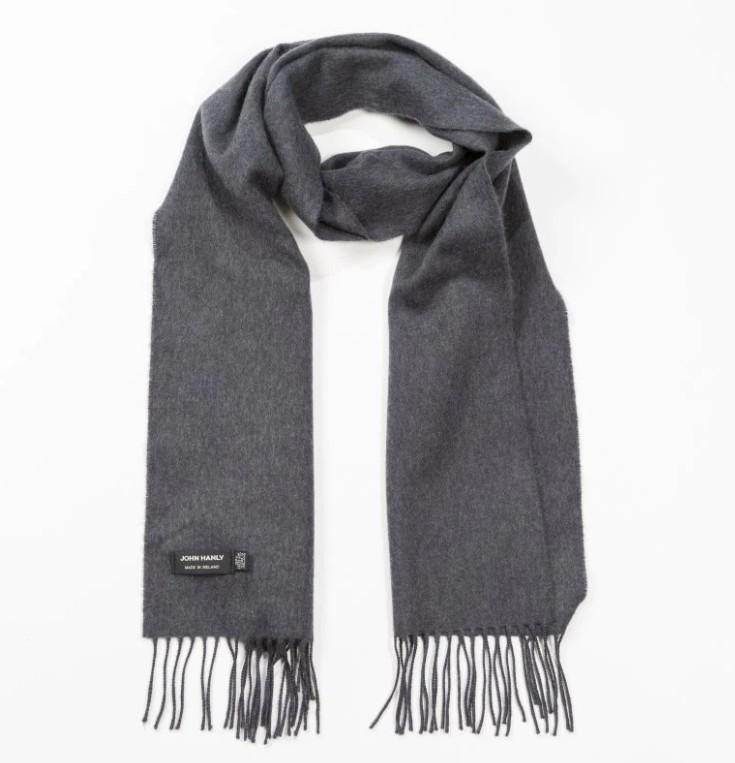 John Hanly Merino luxury wool scarf solid charcoal