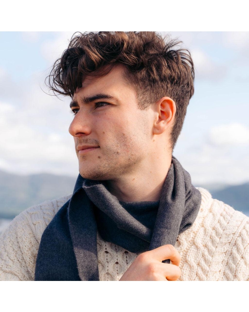 John Hanly Merino luxury wool scarf solid charcoal