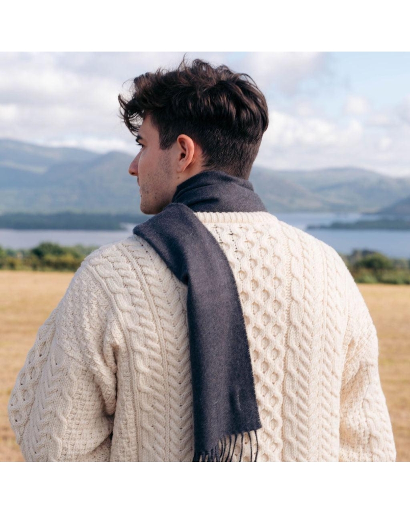 John Hanly Merino luxury wool scarf solid charcoal