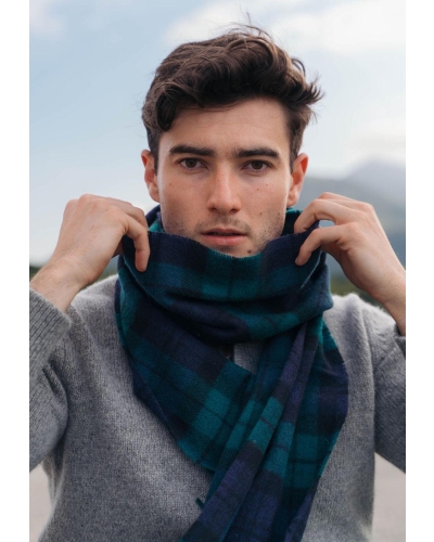 John Hanly Irish wool scarf black watch tartan