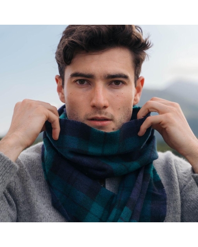 John Hanly Irish wool scarf black watch tartan
