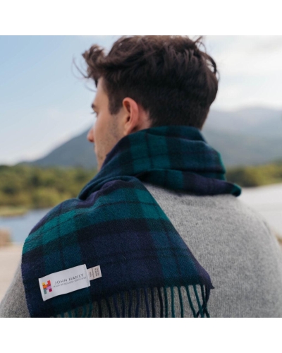 John Hanly Irish wool scarf black watch tartan