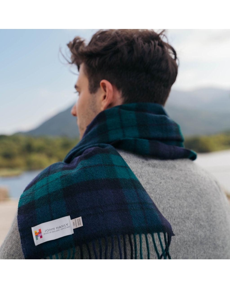 John Hanly Irish wool scarf black watch tartan