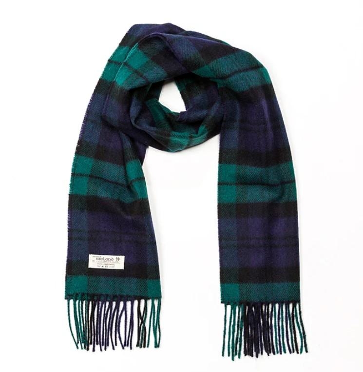 John Hanly Irish wool scarf black watch tartan