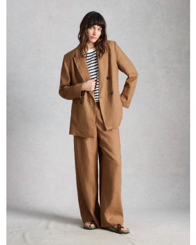 White Stuff Sasha linen blazer mid tan