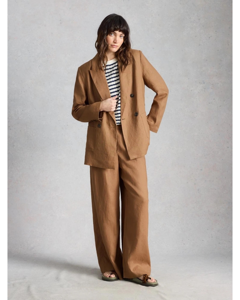 White Stuff Sasha linen blazer mid tan