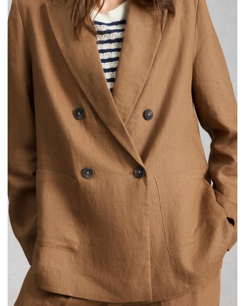 White Stuff Sasha linen blazer mid tan