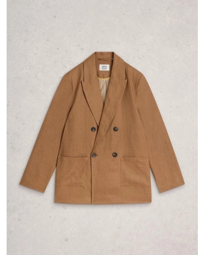 White Stuff Sasha linen blazer mid tan