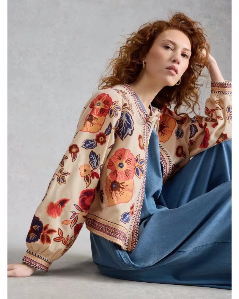 White Stuff Jolie embroidered jacket ivory mlt