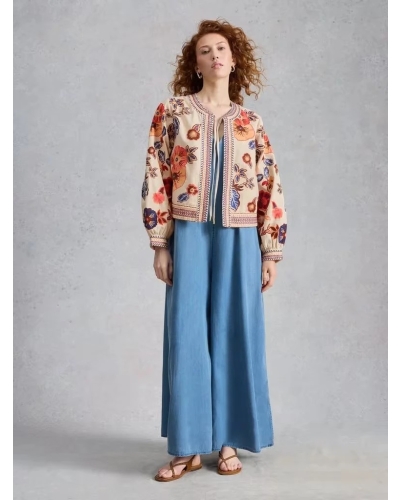 White Stuff Jolie embroidered jacket ivory mlt