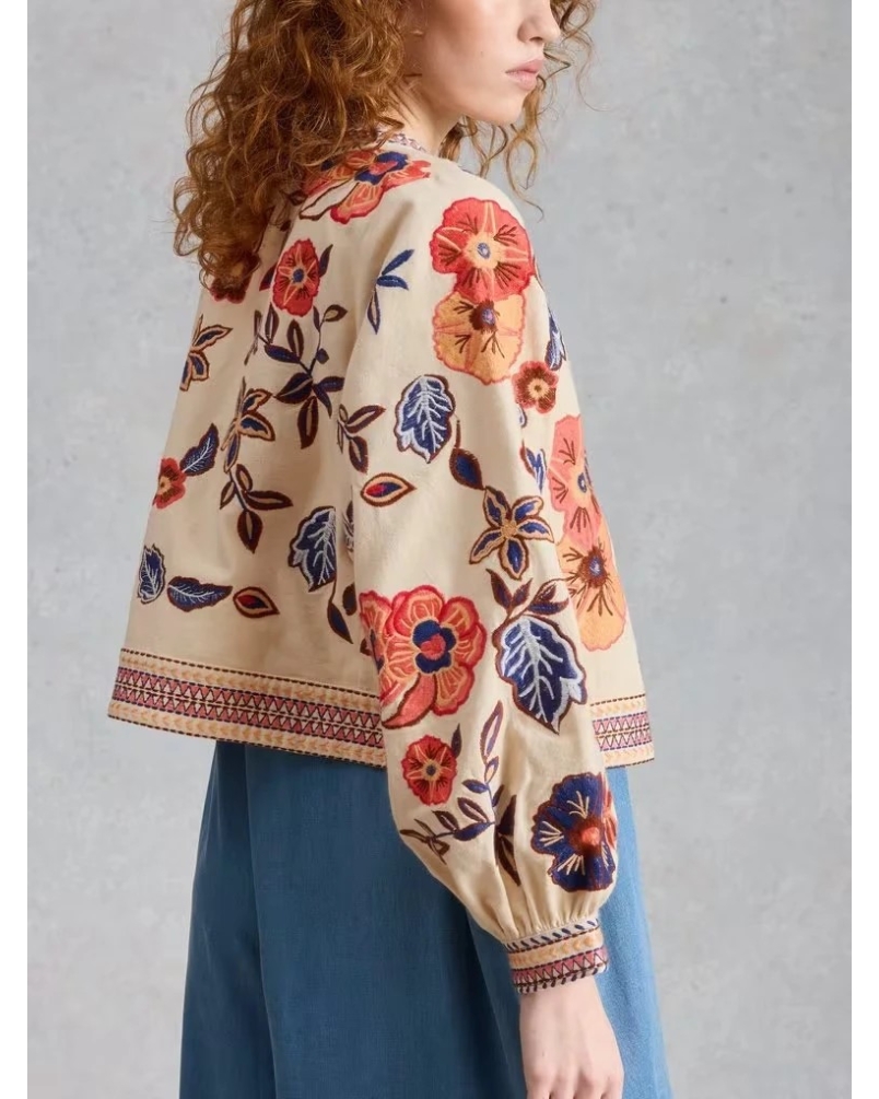 White Stuff Jolie embroidered jacket ivory mlt