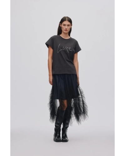 Rabens Saloner Glenda frilly tulle skirt black