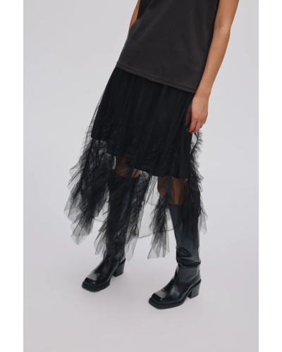 Rabens Saloner Glenda frilly tulle skirt black