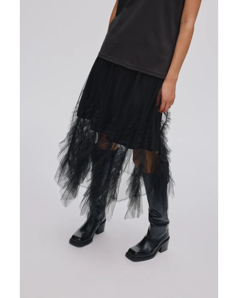 Rabens Saloner Glenda frilly tulle skirt black