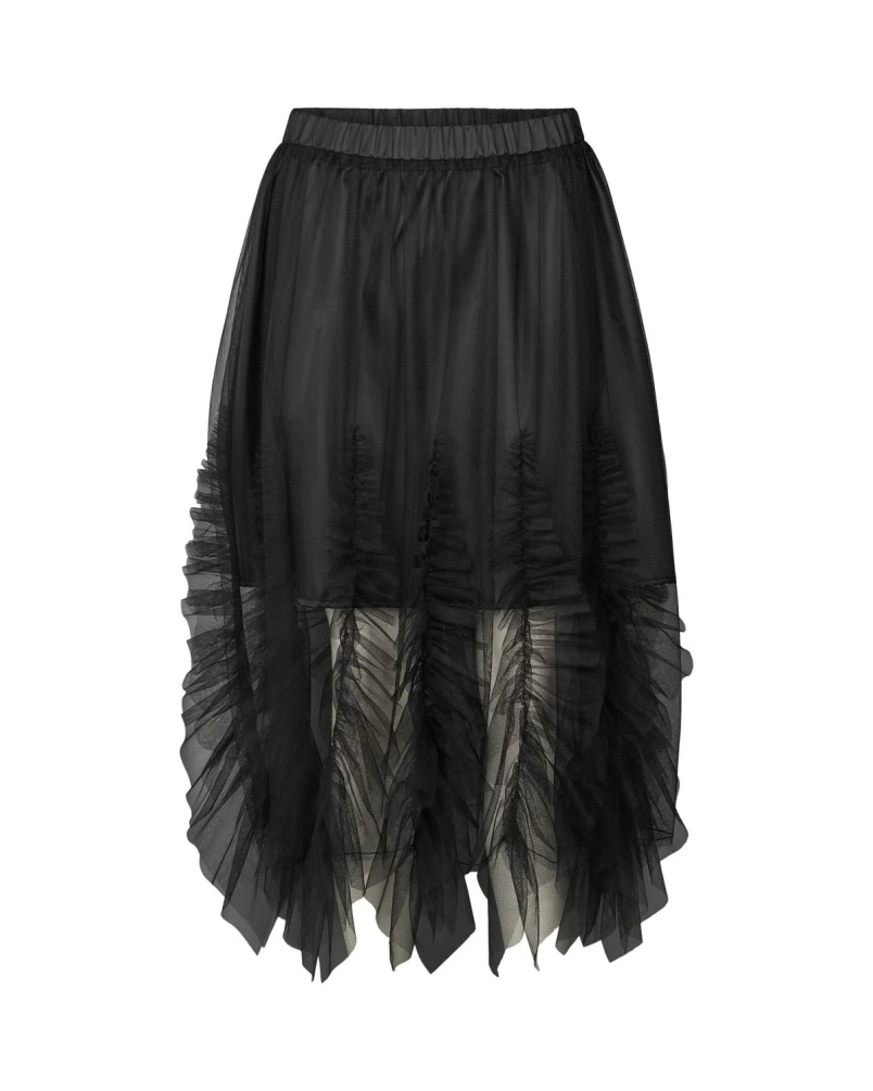 Rabens Saloner Glenda frilly tulle skirt black