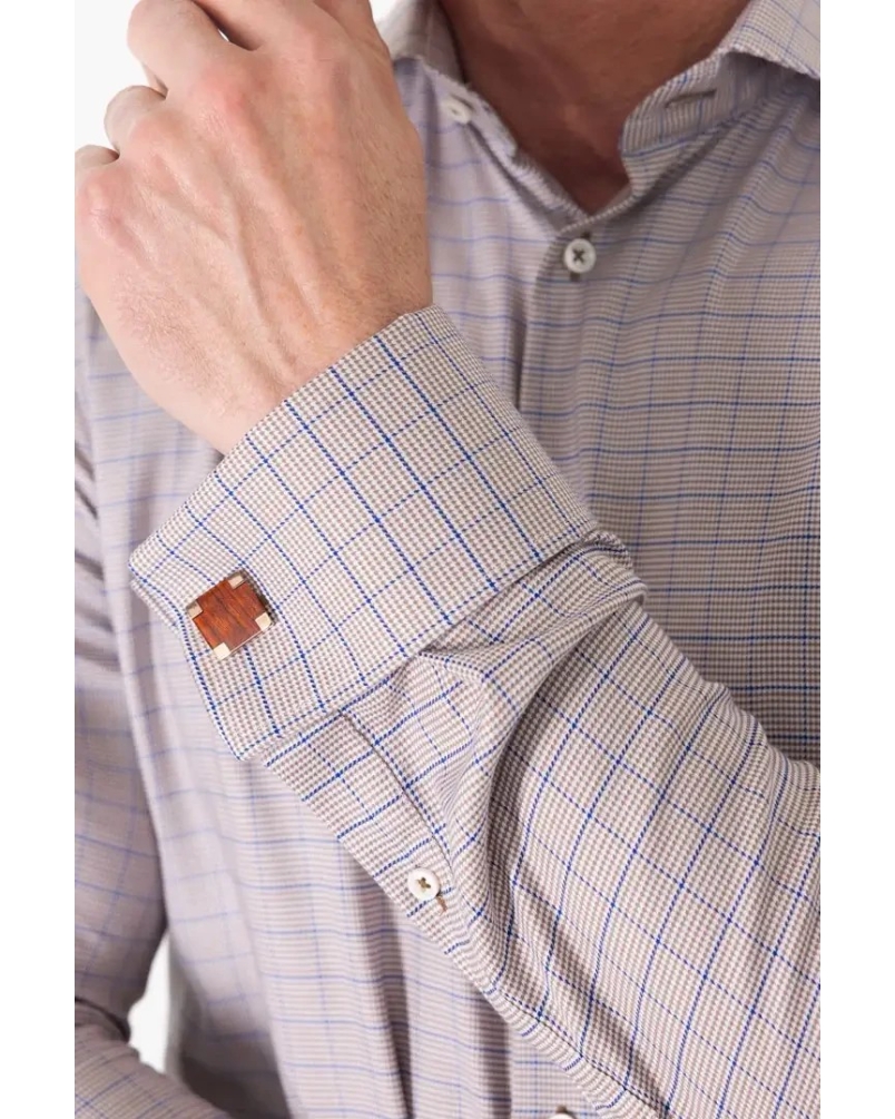 De Vent Luke double cuff brown brown check l