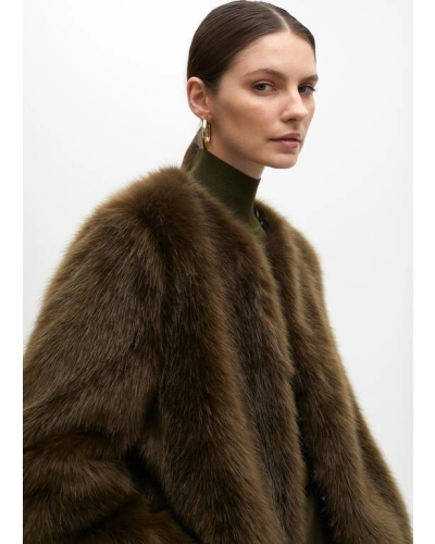 SHORT FUZZY COAT kaki