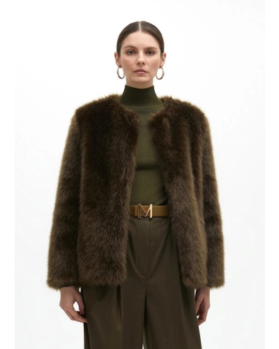 SHORT FUZZY COAT kaki