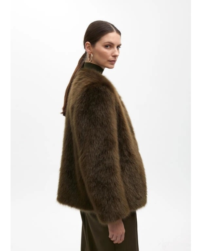 SHORT FUZZY COAT kaki