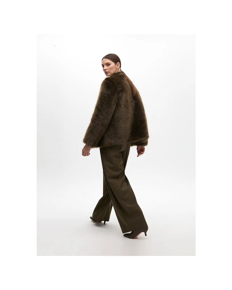 SHORT FUZZY COAT kaki