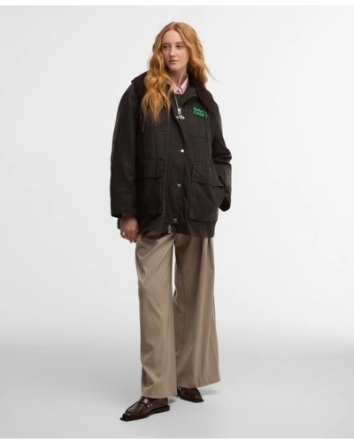 Barbour x GANNI tartan waxed duffle coat classic tartan/fern