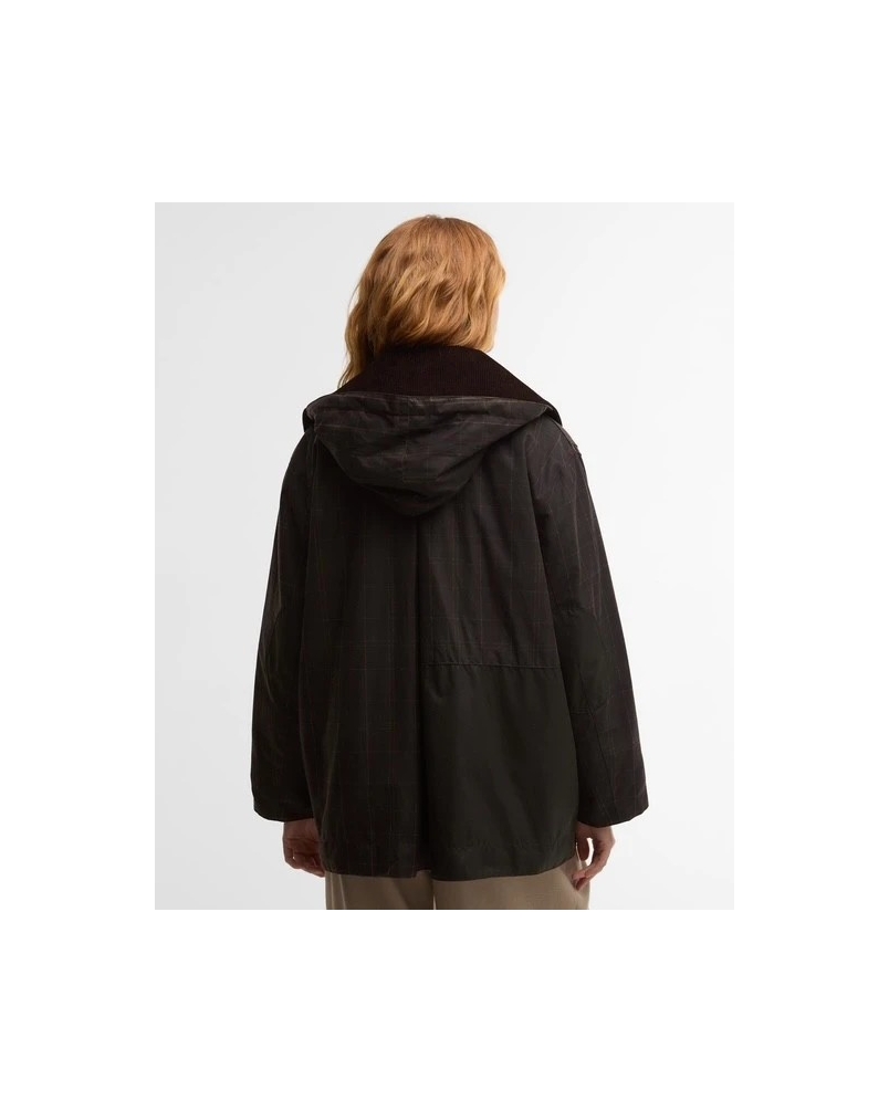 Barbour x GANNI tartan waxed duffle coat classic tartan/fern