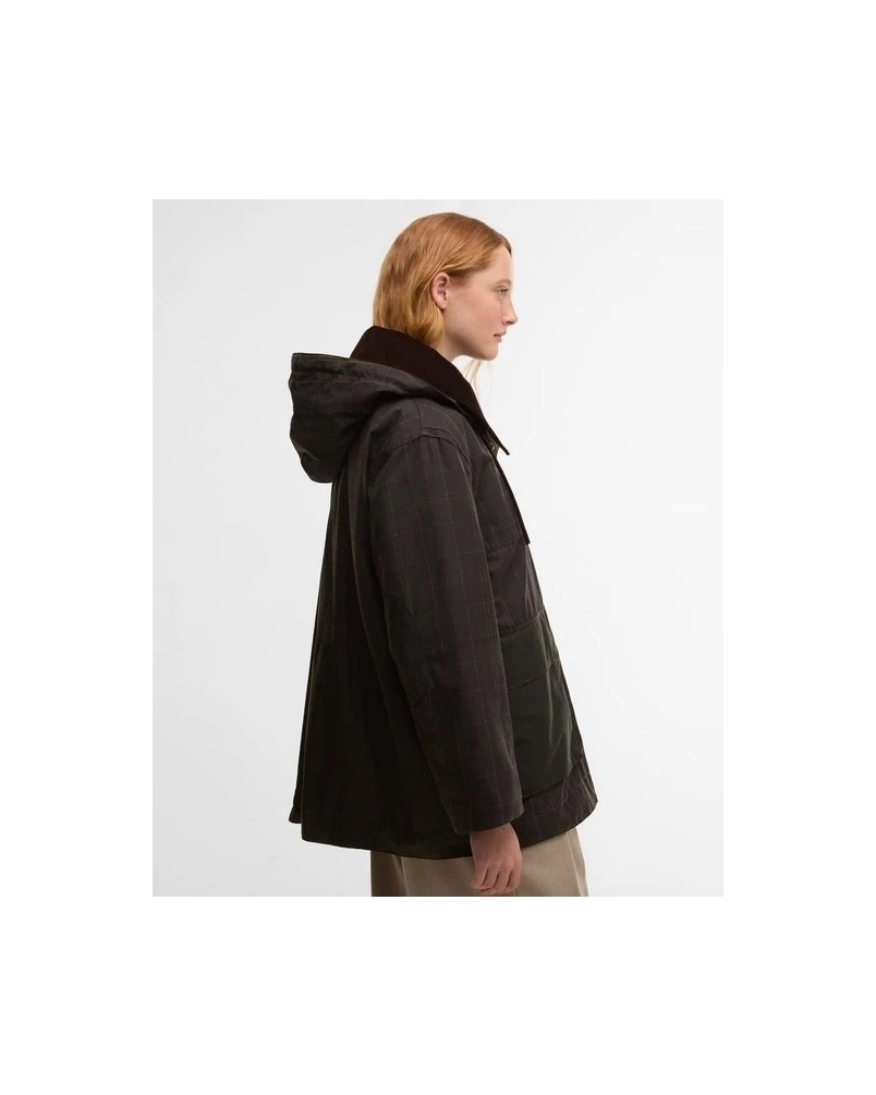 Barbour x GANNI tartan waxed duffle coat classic tartan/fern