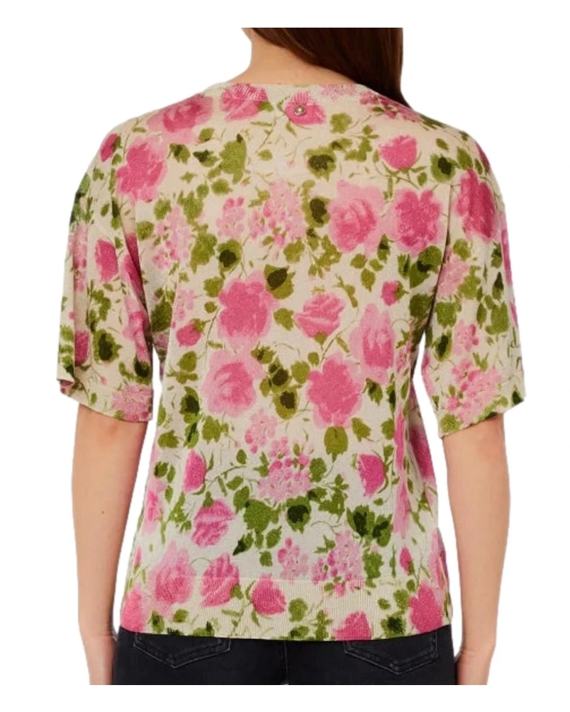 Liu Jo Lurex roses top pink pink