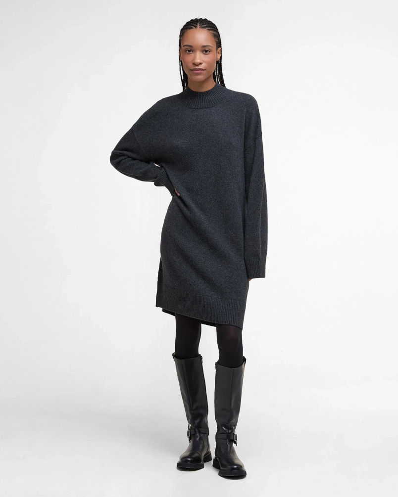Barbour Serena knitted dress charcoal