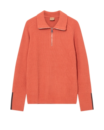 Mos Mosh Gallery Porter soft quater-zip knit orange rust