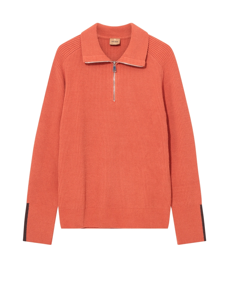 Mos Mosh Gallery Porter soft quater-zip knit orange rust