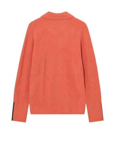 Mos Mosh Gallery Porter soft quater-zip knit orange rust