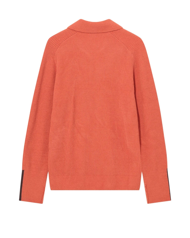Mos Mosh Gallery Porter soft quater-zip knit orange rust