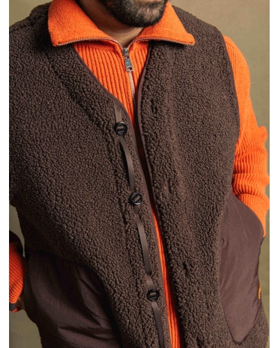 Mos Mosh Gallery Porter soft quater-zip knit orange rust