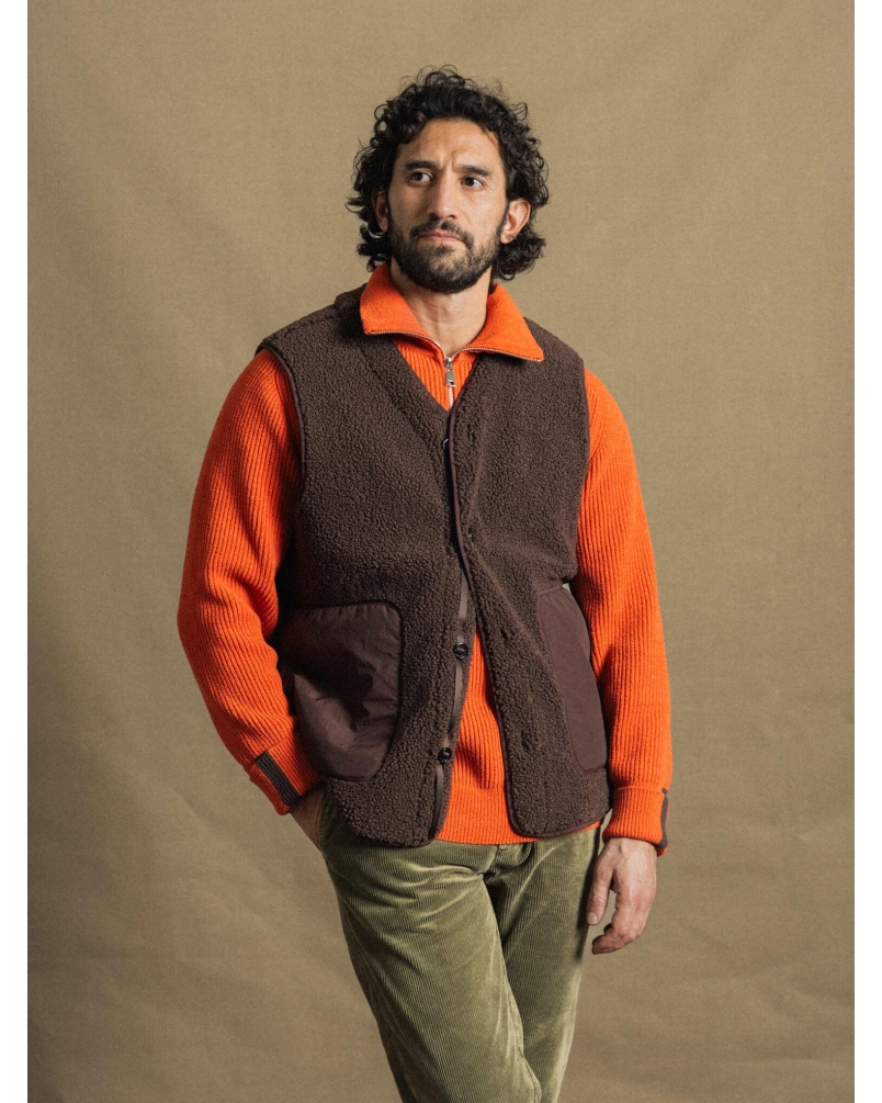 Mos Mosh Gallery Porter soft quater-zip knit orange rust