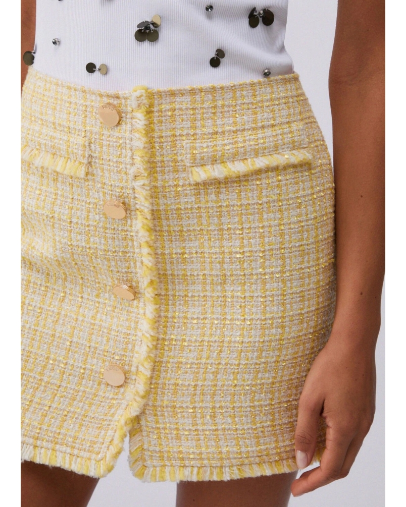 Liu Jo Short bouclé skirt yellow yellow