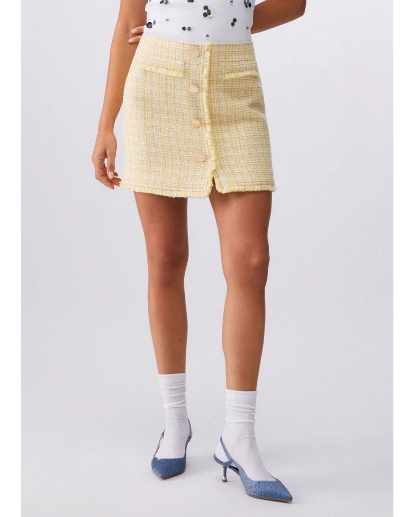Liu Jo Short bouclé skirt yellow yellow