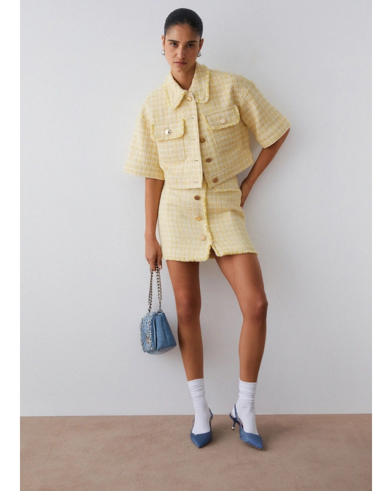 Liu Jo Short bouclé skirt yellow yellow