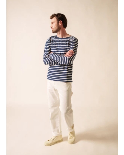 SAINT JAMES Saint James Minquiers stripe marine ecru