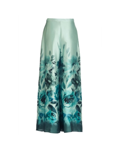 SWING Swing Wide satin trousers with print