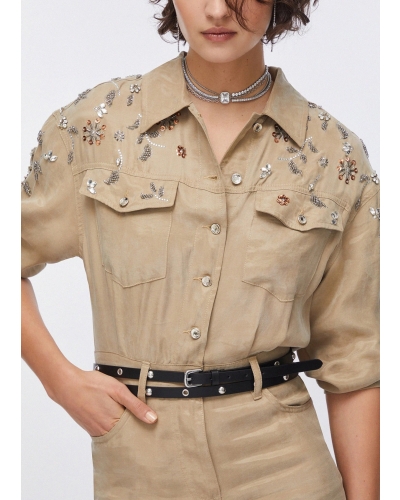 Liu Jo jumpsuit with bejewelled embroidery light ginger