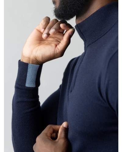 ADAM SOFT ZIP TURTLE NECK KNIT navy