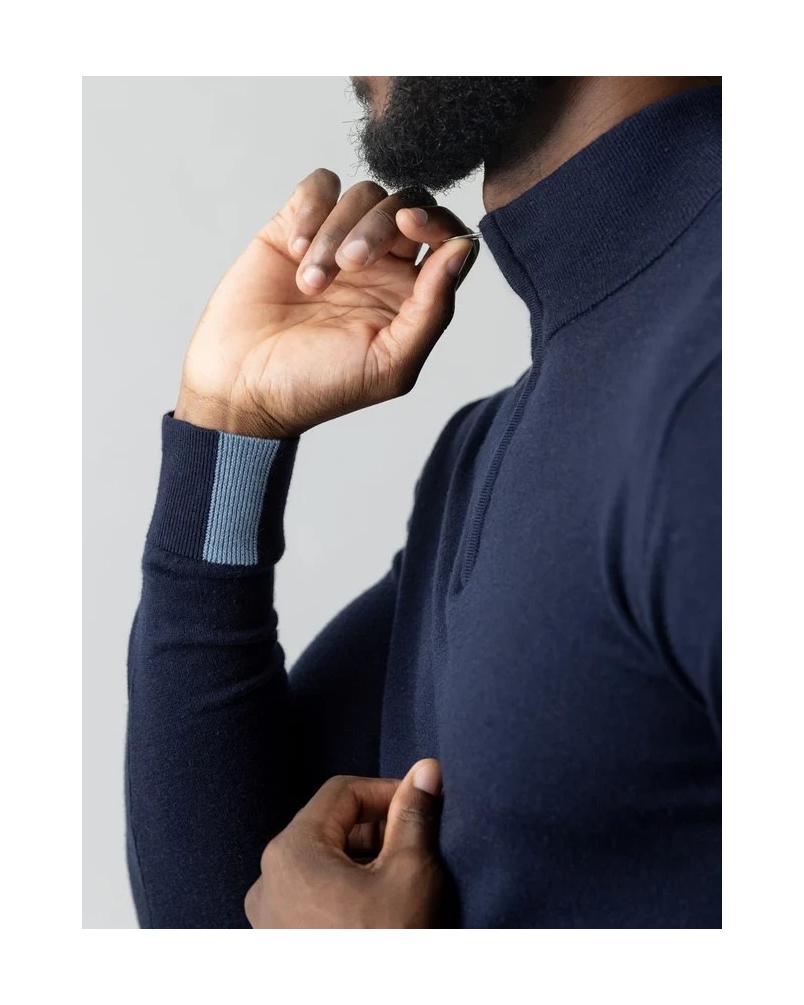 ADAM SOFT ZIP TURTLE NECK KNIT navy