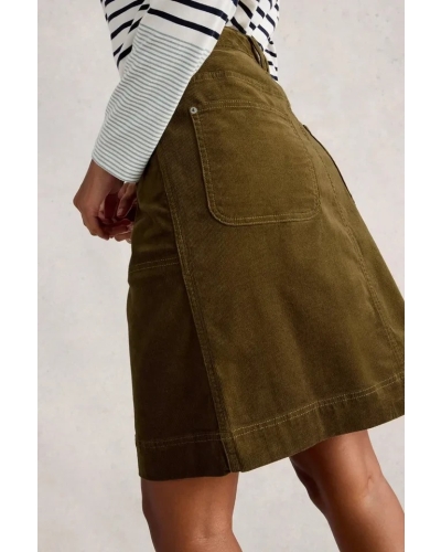 White Stuff Tia cord midi skirt khaki groen